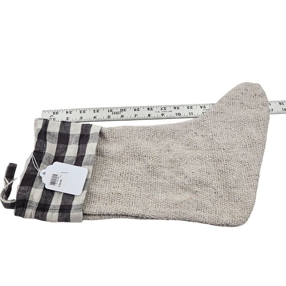 Primitives By Kathy Stocking Farmhouse Burlap Black snd White Buffalo Plaid Top - Picture 9 of 10